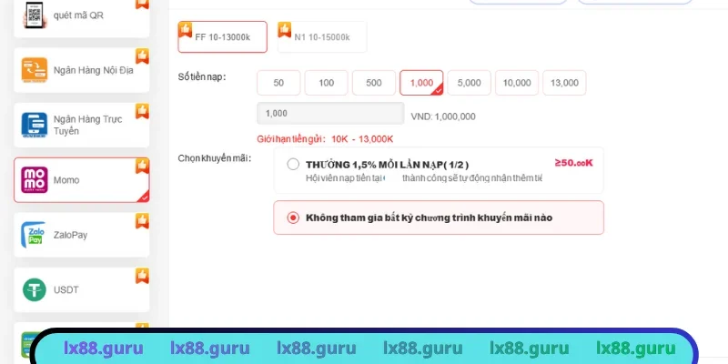 Giao diện gửi vốn qua Momo được quan tâm