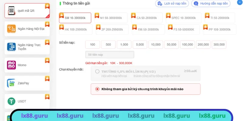Khắc phục sự cố gửi vốn không thành công